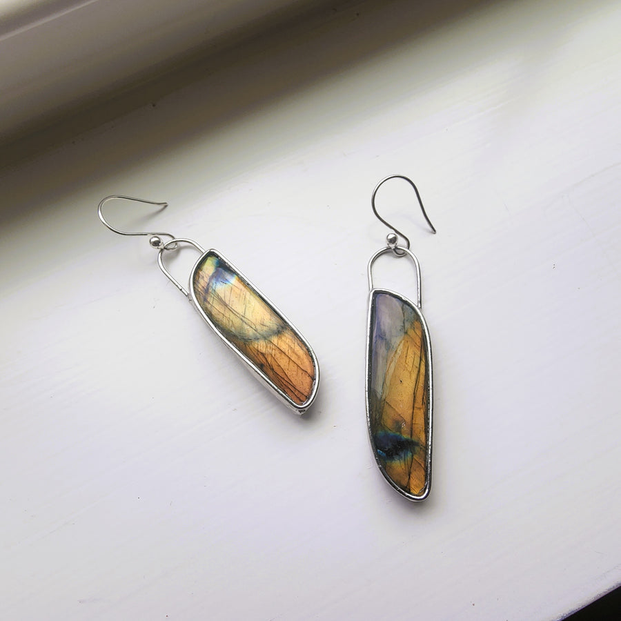 SOLD ~ Flashy Golden Labradorite Earrings