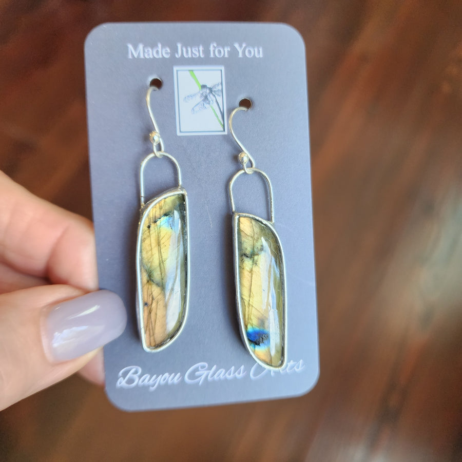 SOLD ~ Flashy Golden Labradorite Earrings