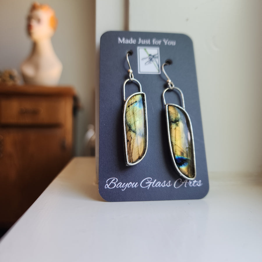 SOLD ~ Flashy Golden Labradorite Earrings