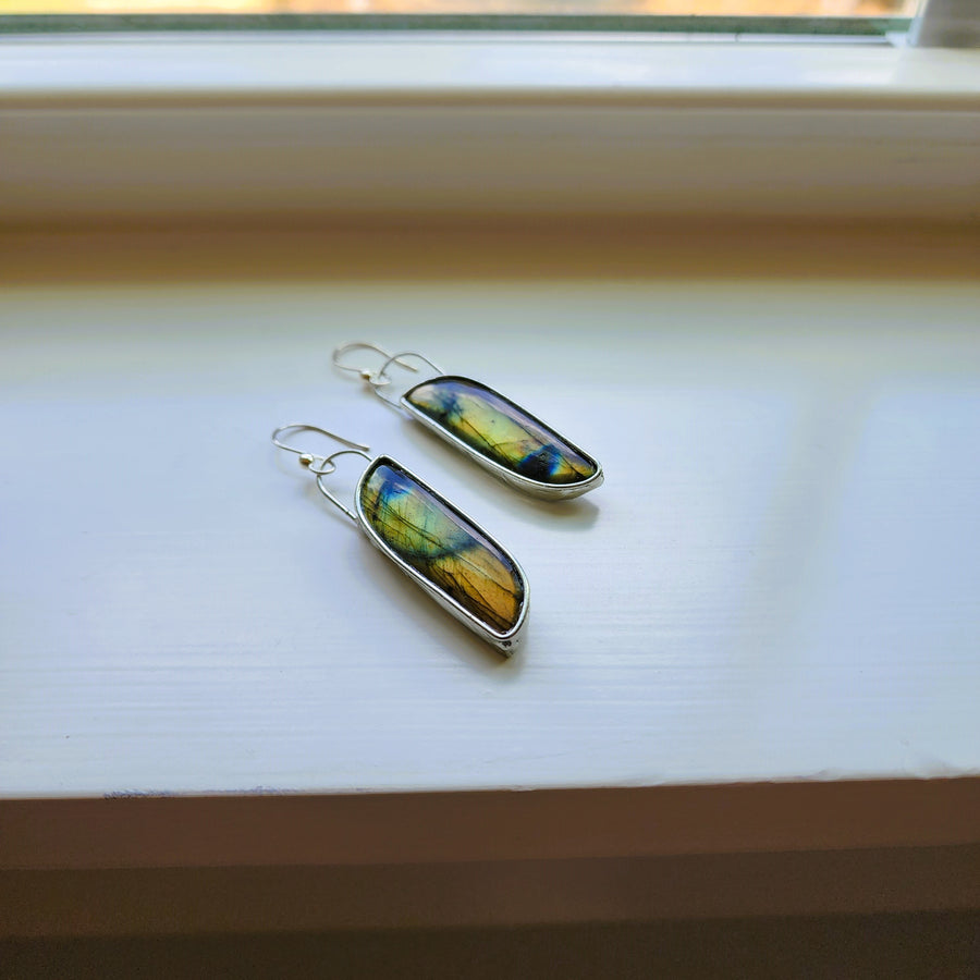 SOLD ~ Flashy Golden Labradorite Earrings