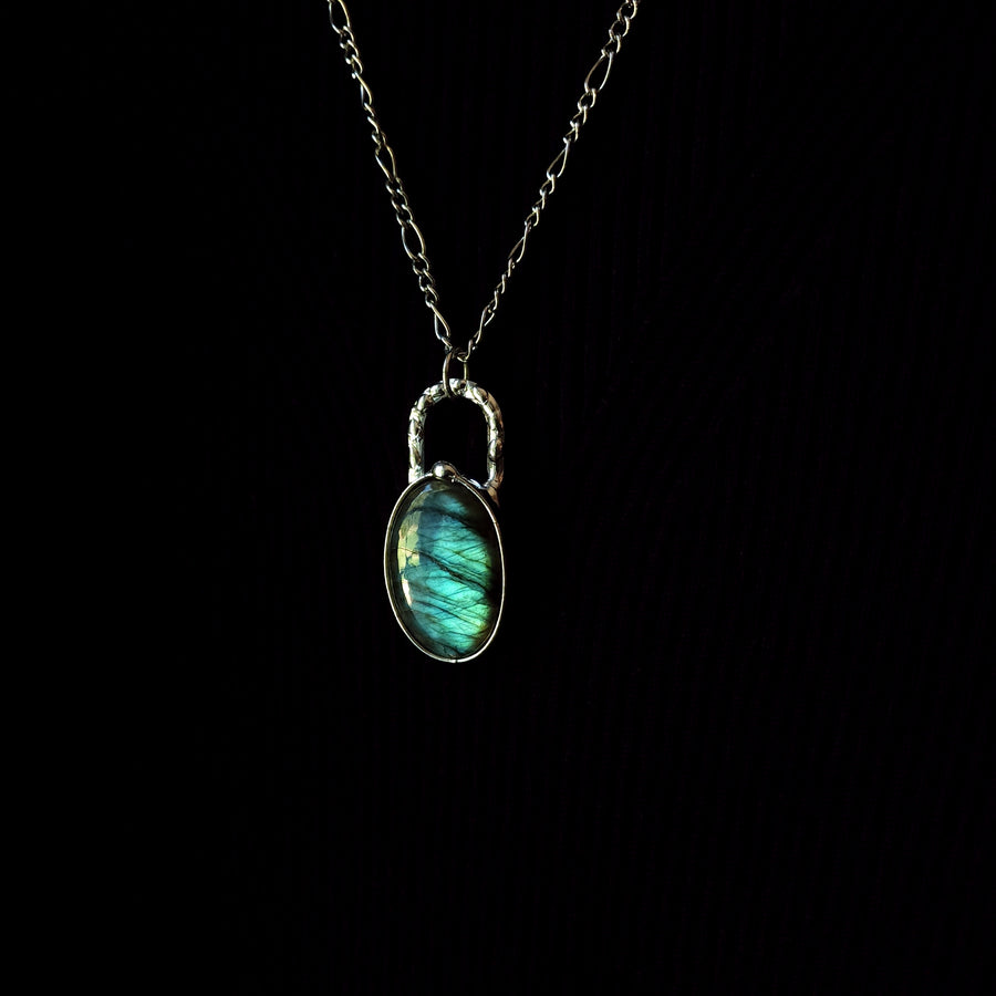 Super Flashy Large Blue Labradorite Pendant Necklace