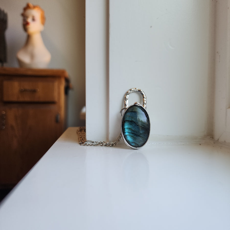 Super Flashy Large Blue Labradorite Pendant Necklace