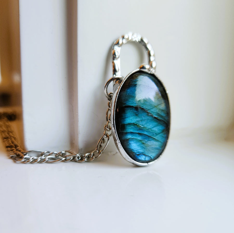 Super Flashy Large Blue Labradorite Pendant Necklace