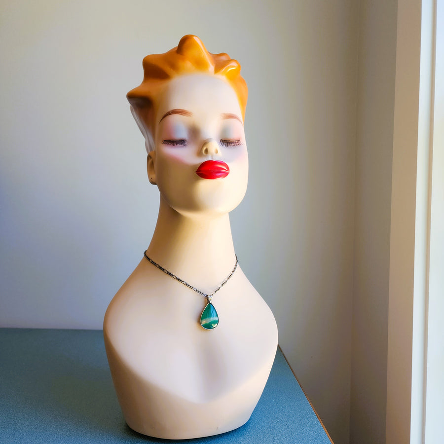 Green with Copper Flash Agate Pendant
