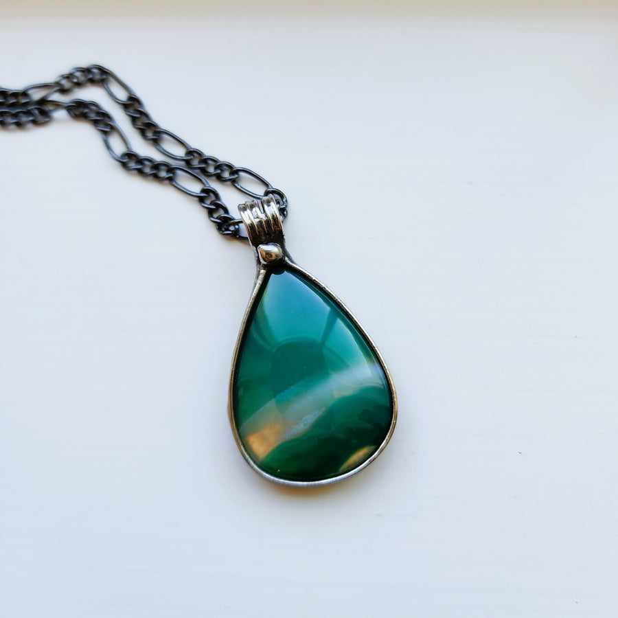 Green with Copper Flash Agate Pendant