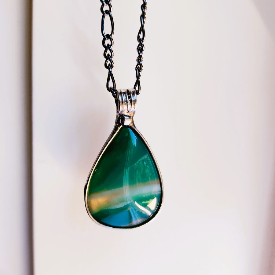 Green with Copper Flash Agate Pendant