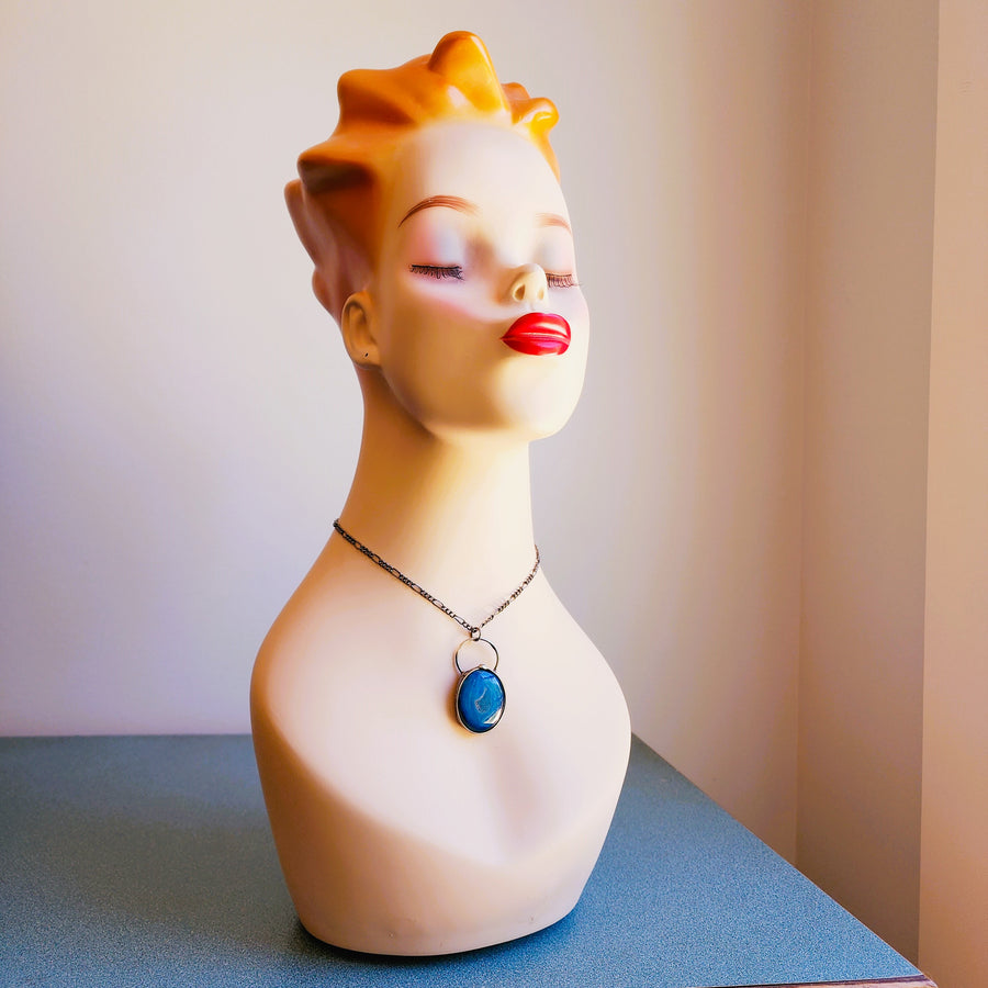 SOLD - Blue Agate Druzy Pendant Necklace