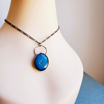 SOLD - Blue Agate Druzy Pendant Necklace