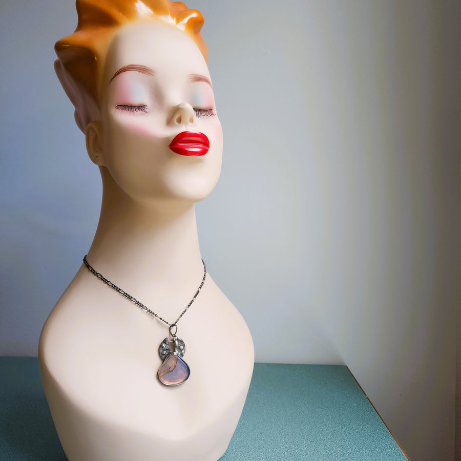 SOLD - Pale Blue Chardonnay Gemstone Pendant Necklace