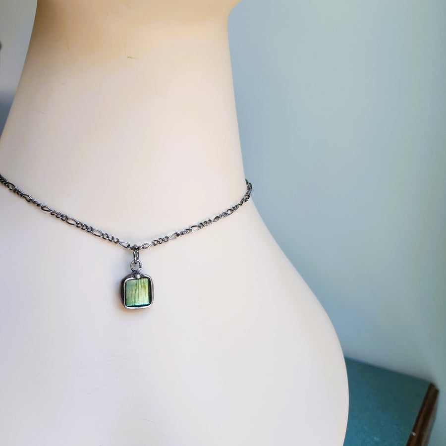 SOLD - Small, Super Green Flash, Labradorite Pendant