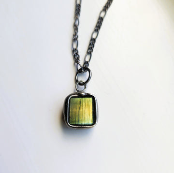 SOLD - Small, Super Green Flash, Labradorite Pendant