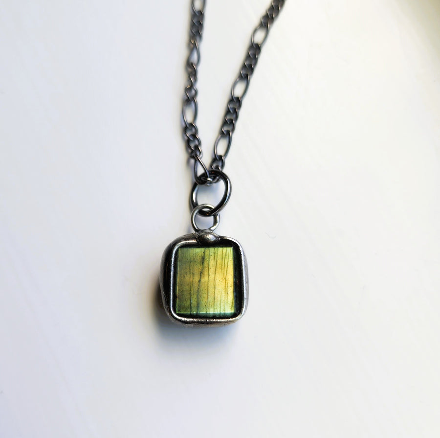 SOLD - Small, Super Green Flash, Labradorite Pendant