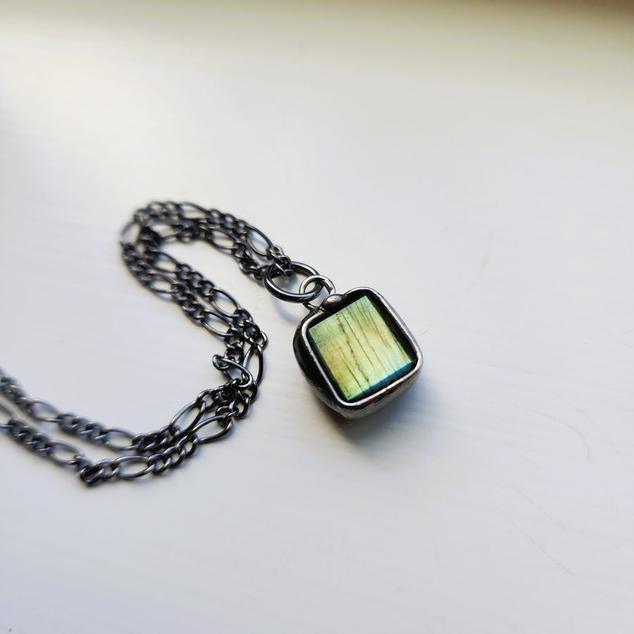 SOLD - Small, Super Green Flash, Labradorite Pendant
