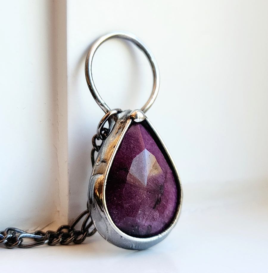 Faceted Ruby Pendant Necklace - SOLD