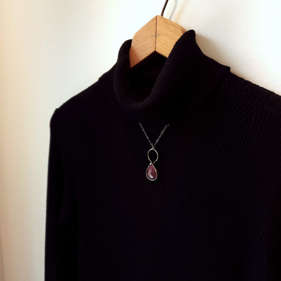 Faceted Ruby Pendant Necklace - SOLD