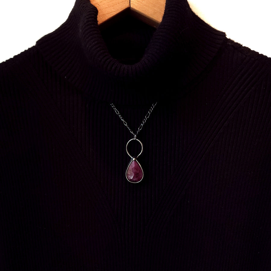 Faceted Ruby Pendant Necklace - SOLD