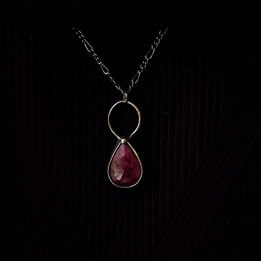 Faceted Ruby Pendant Necklace - SOLD