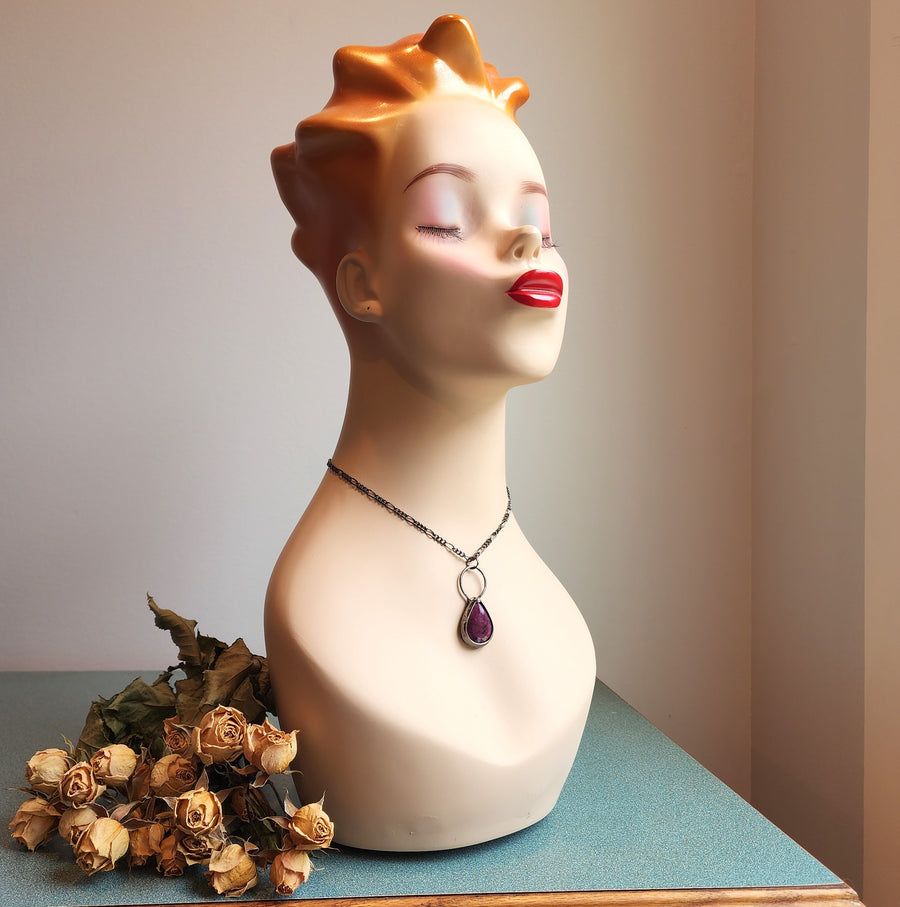 Faceted Ruby Pendant Necklace - SOLD