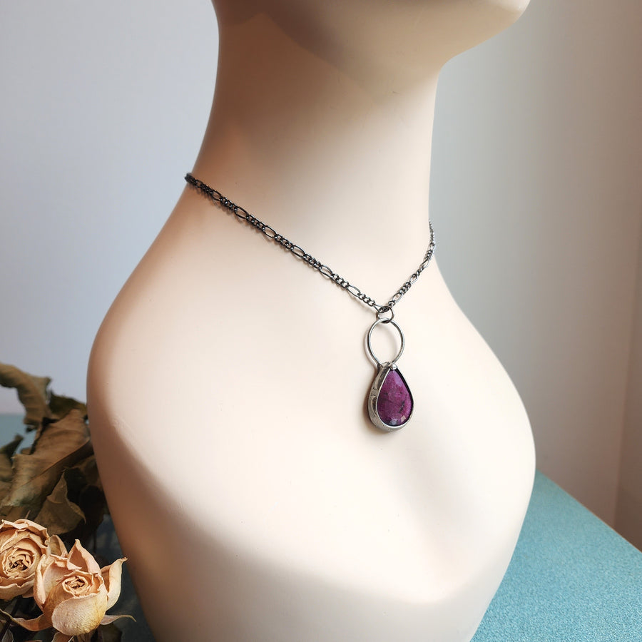 Faceted Ruby Pendant Necklace - SOLD