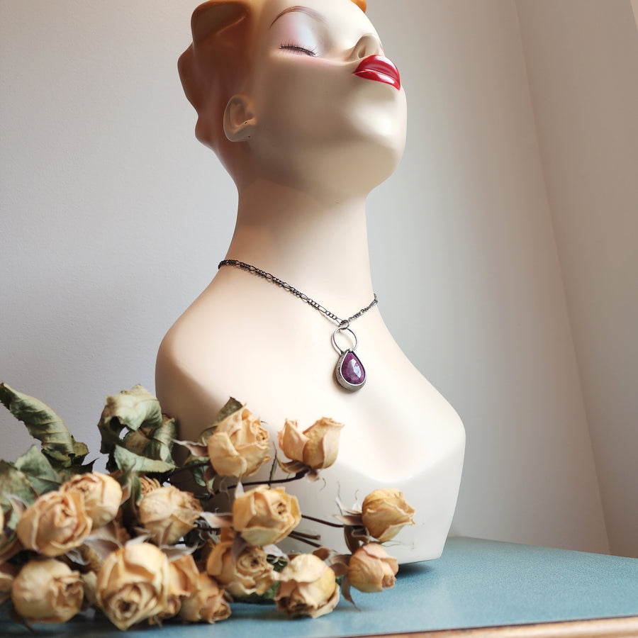 Faceted Ruby Pendant Necklace - SOLD