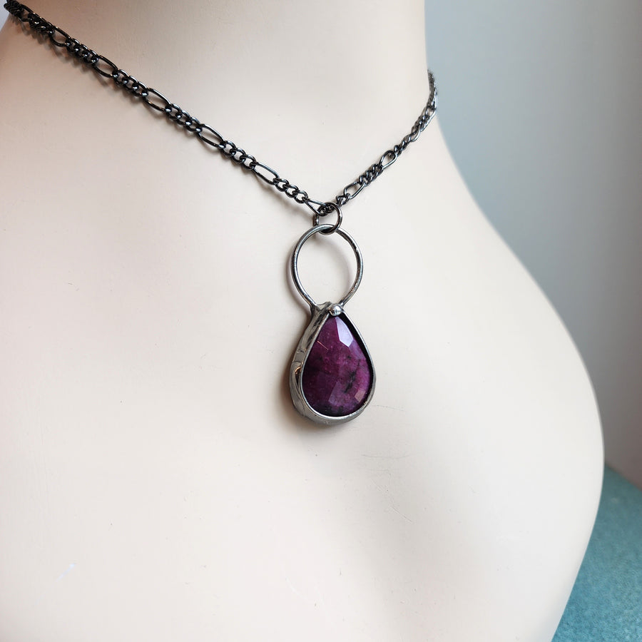 Faceted Ruby Pendant Necklace - SOLD