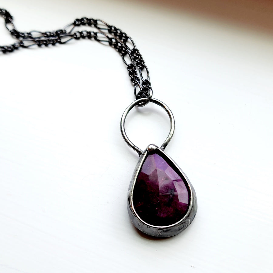 Faceted Ruby Pendant Necklace - SOLD