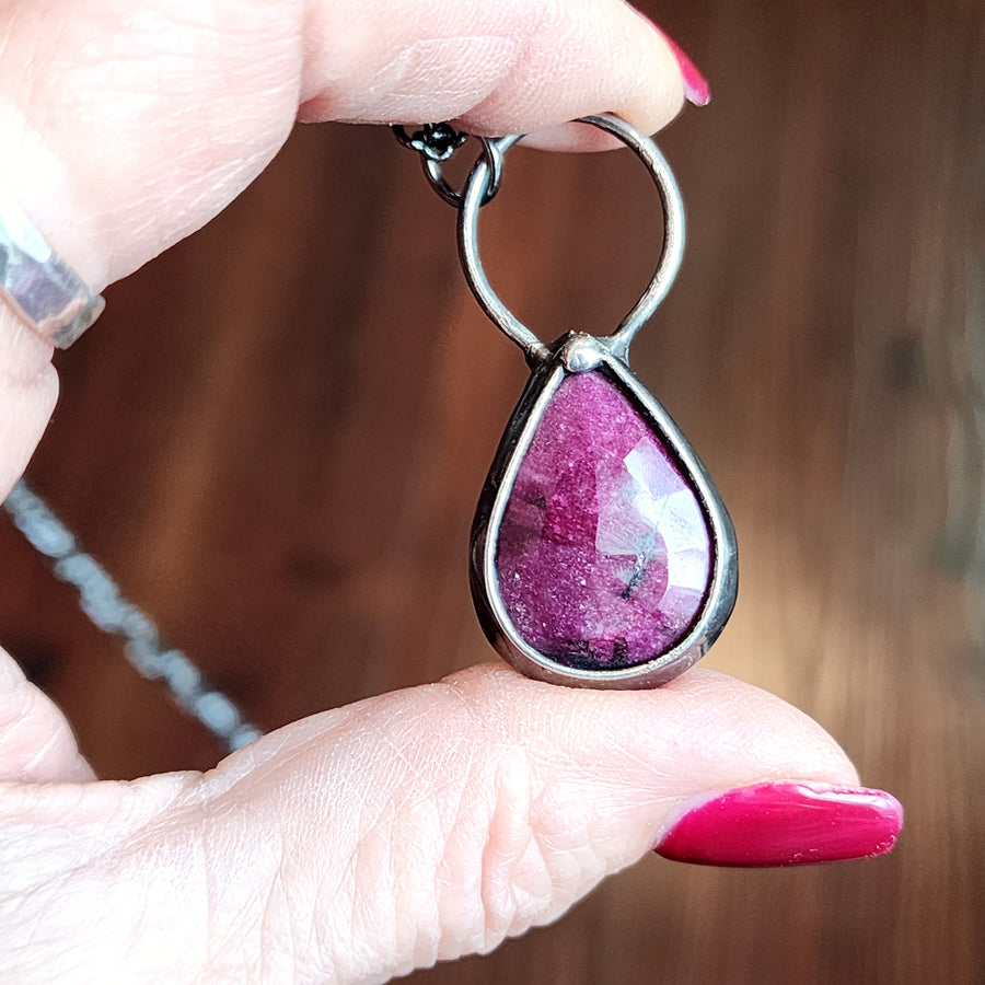 Faceted Ruby Pendant Necklace - SOLD