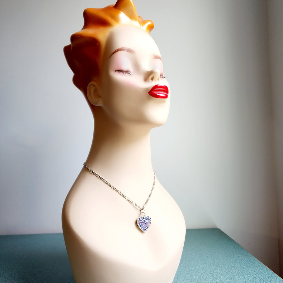 Purple Dragonfly Heart Pendant - SOLD