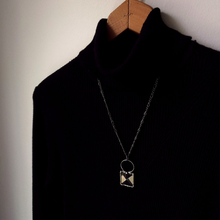 Minimalistic Glass Bevel Pendant, Geometric Jewelry