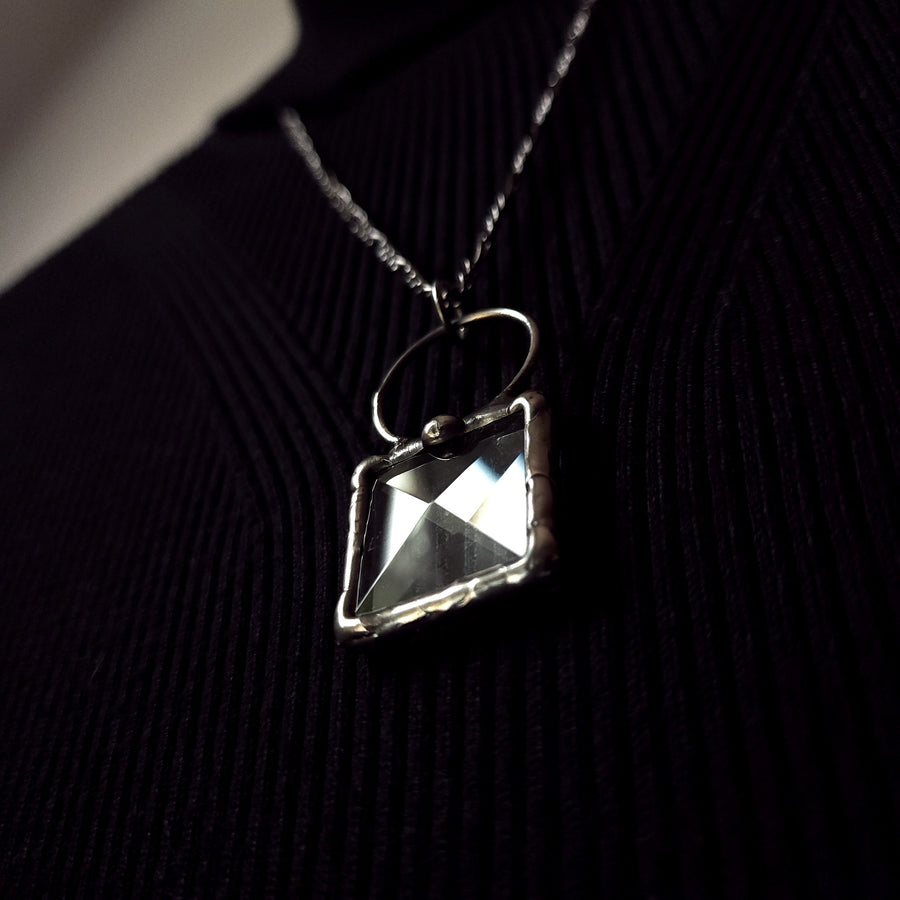 Minimalistic Glass Bevel Pendant, Geometric Jewelry