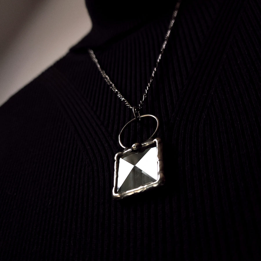 Minimalistic Glass Bevel Pendant, Geometric Jewelry