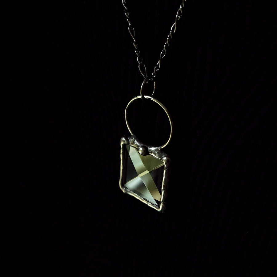 Minimalistic Glass Bevel Pendant, Geometric Jewelry