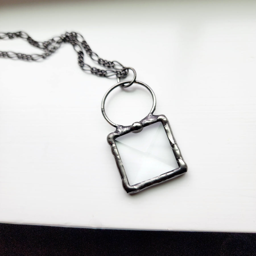 Minimalistic Glass Bevel Pendant, Geometric Jewelry