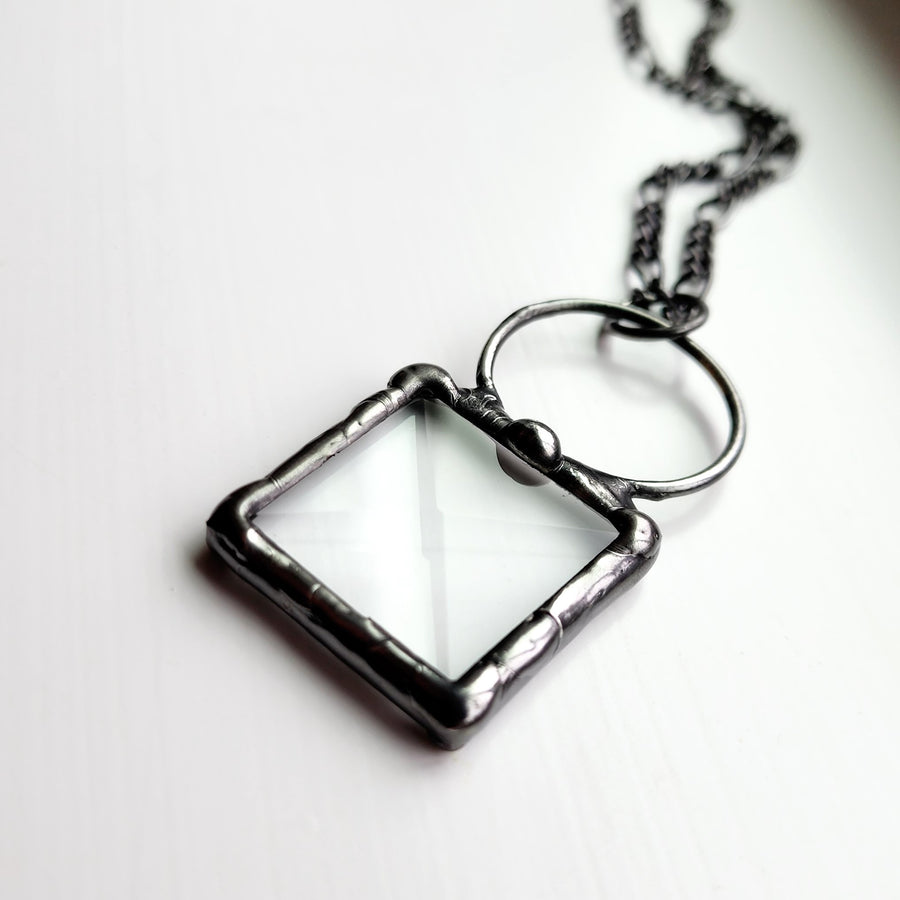 Minimalistic Glass Bevel Pendant, Geometric Jewelry