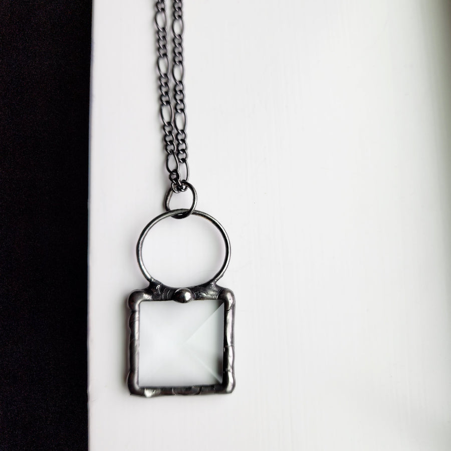 Minimalistic Glass Bevel Pendant, Geometric Jewelry