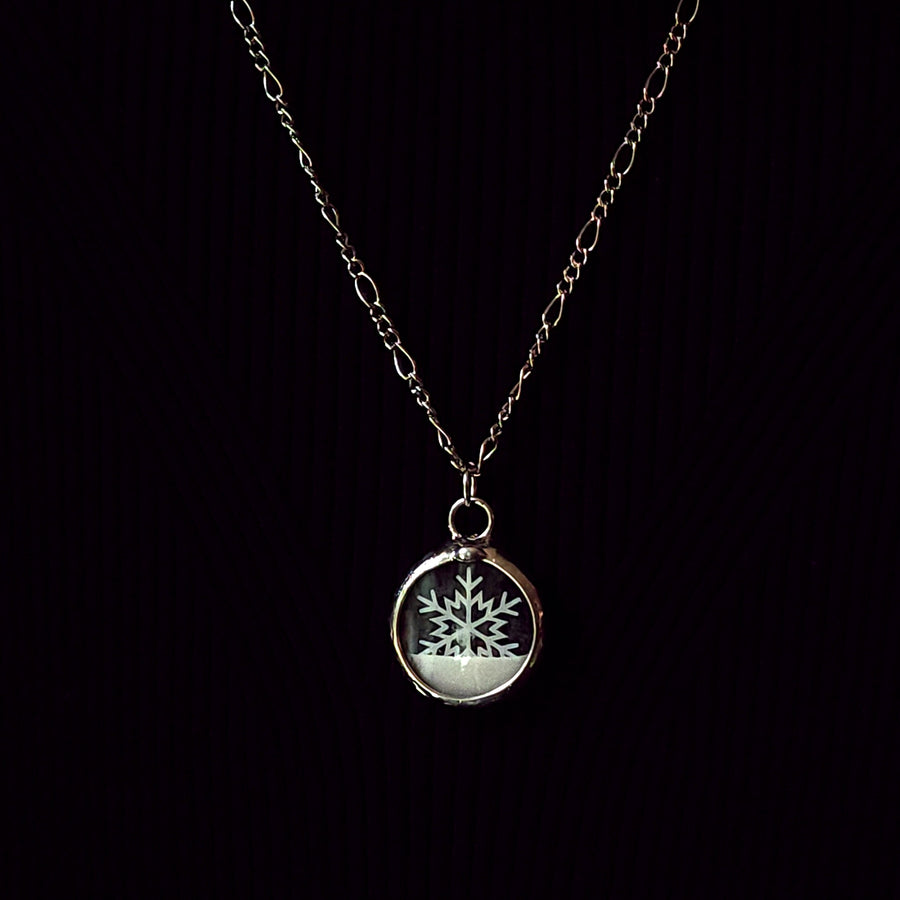 Snowflake Snow Globe Necklace, Fidget Shaker Jewelry
