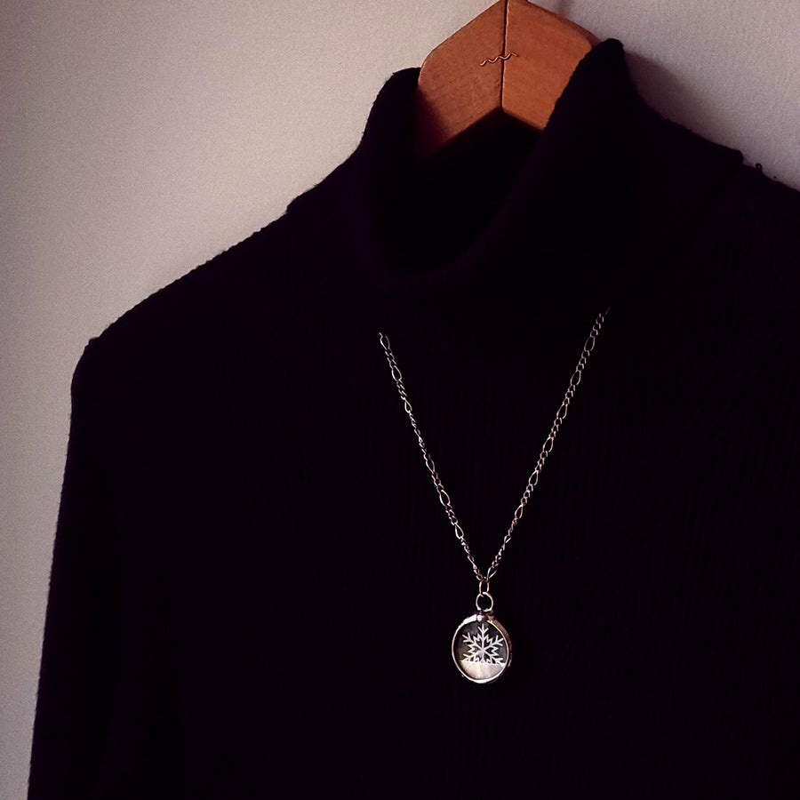 Snowflake Snow Globe Necklace, Fidget Shaker Jewelry