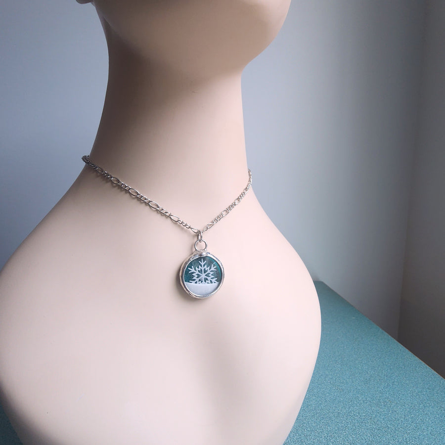 Snowflake Snow Globe Necklace, Fidget Shaker Jewelry