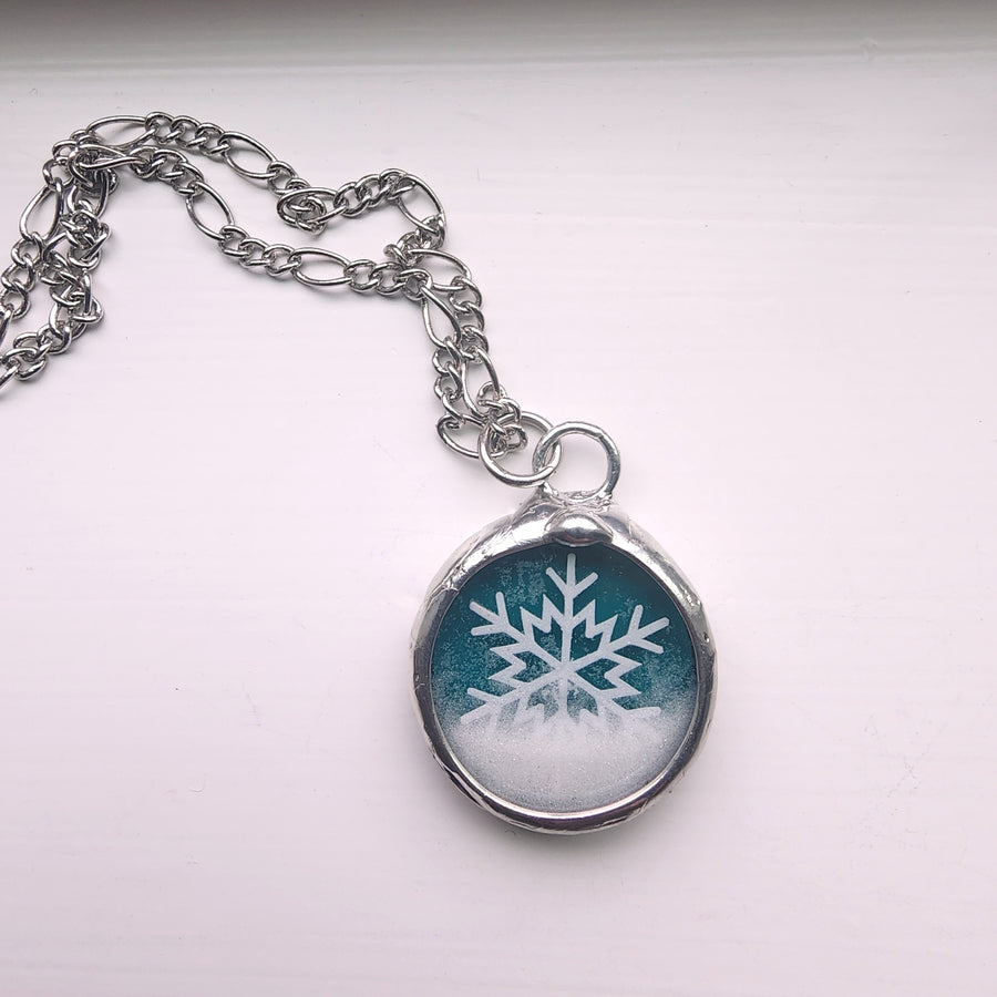 Snowflake Snow Globe Necklace, Fidget Shaker Jewelry