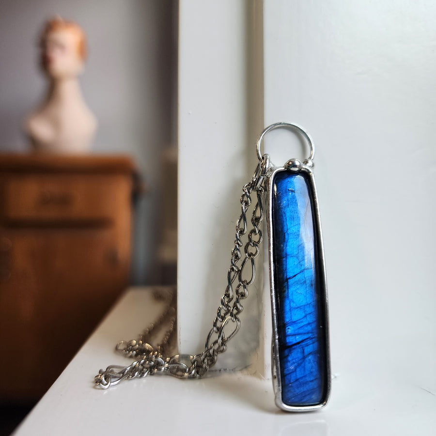 Vibrant Cobalt Blue Labradorite Pendant - SOLD