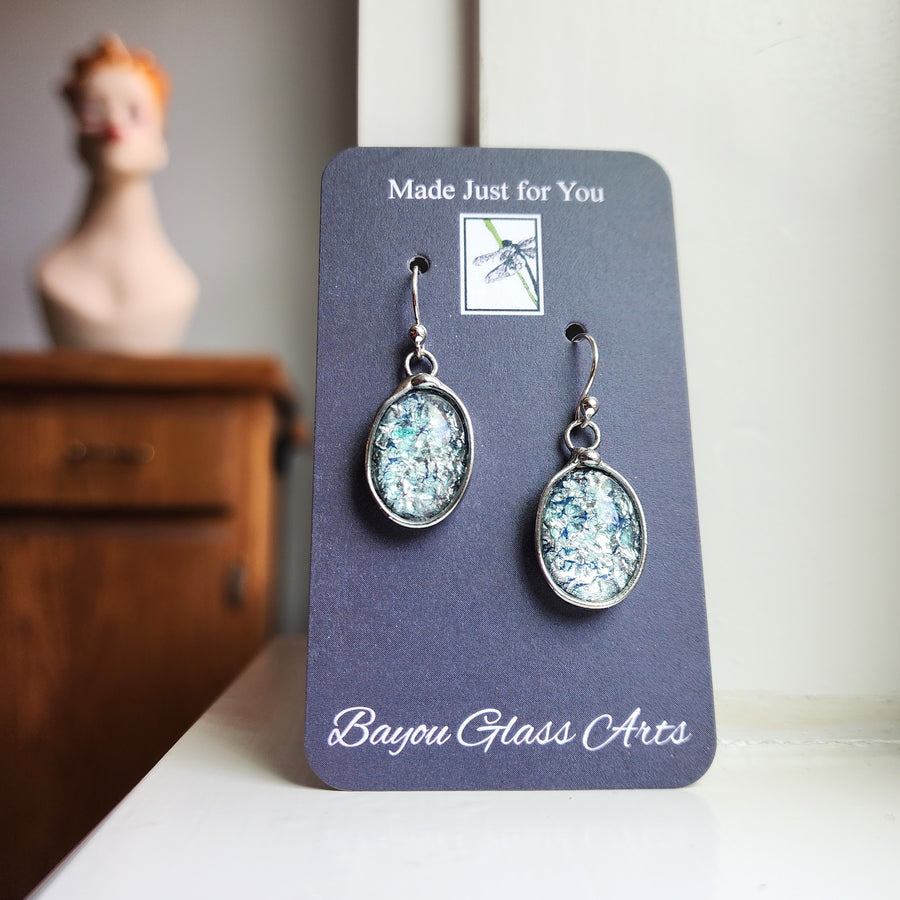 Icy Blue Glass Opal Earrings
