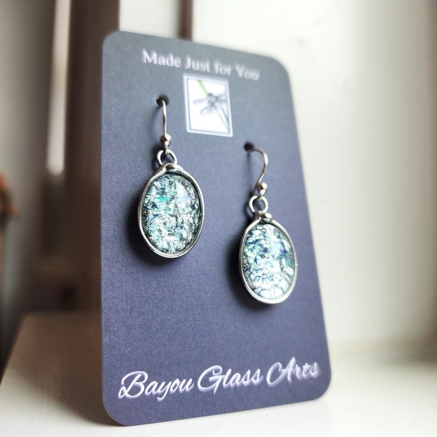 Icy Blue Glass Opal Earrings