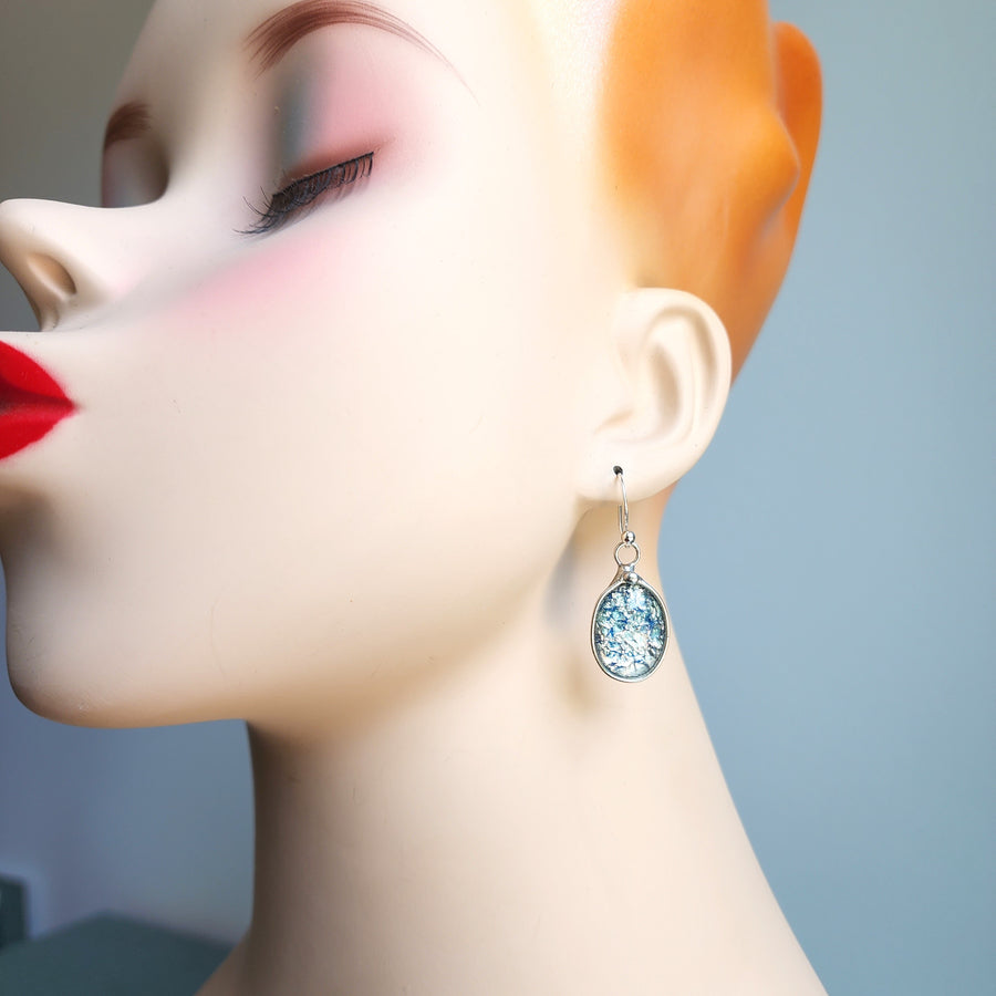 Icy Blue Glass Opal Earrings