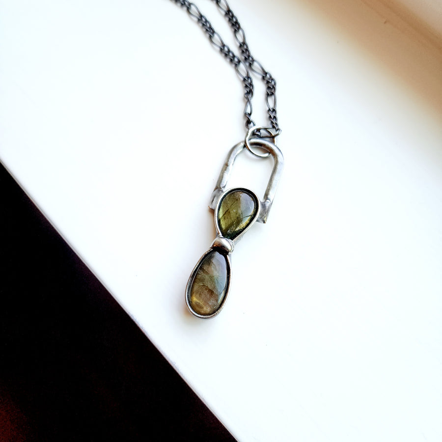 Double Labradorite Pendant Necklace