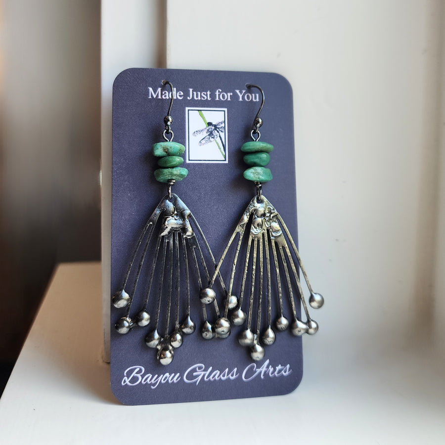 Hand Formed, Organic Style with Authentic Turquoise Earrings