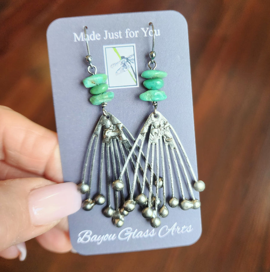 Hand Formed, Organic Style with Authentic Turquoise Earrings