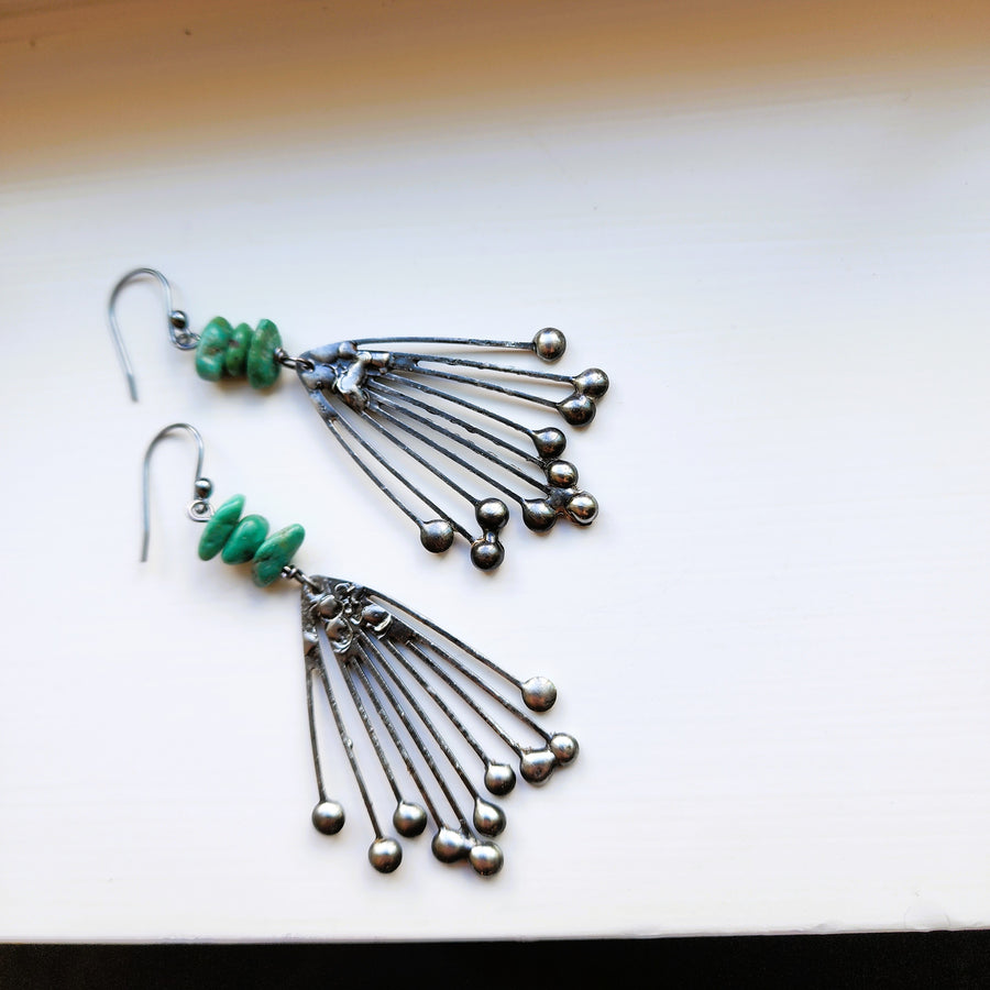 Hand Formed, Organic Style with Authentic Turquoise Earrings