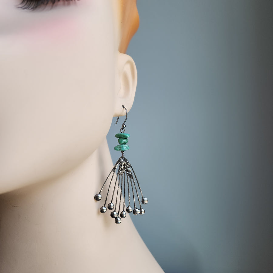 Hand Formed, Organic Style with Authentic Turquoise Earrings