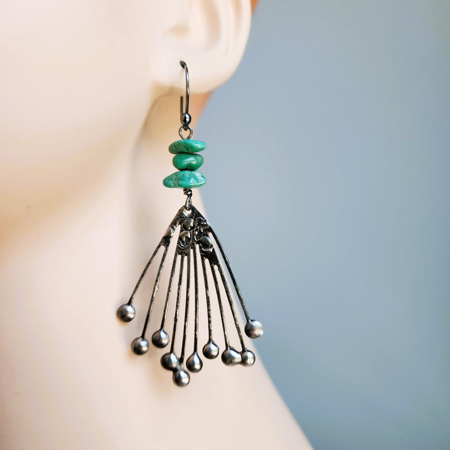 Hand Formed, Organic Style with Authentic Turquoise Earrings