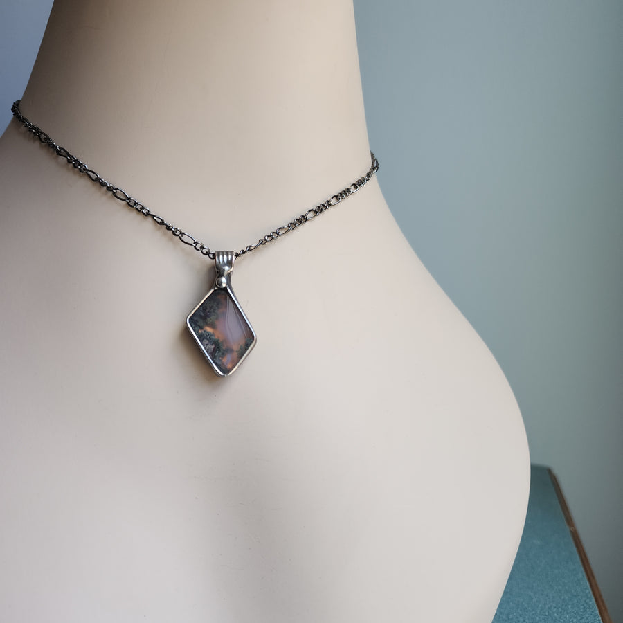 SOLD - Unique Pendant, Moss Agate Necklace 1